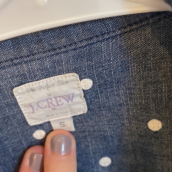 J Crew Factory Polka Dot Chambray Button Down Shirt - Picture 3 of 4